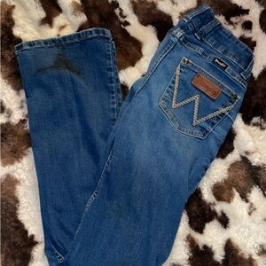 Wrangler Blue Denim Jeans with Back Pocket Patch